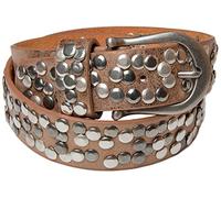 styleBREAKER Cintura da donna con borchie di diverse forme, cintura in ecopelle unicolore, cintura da donna regolabile 03010008, colore:Bronzo, Taglia:95cm