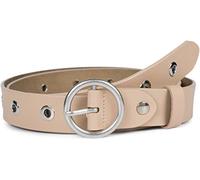 styleBREAKER cintura in pelle da donna con borchie forate e superficie lucida, vera pelle, accorciabile, 03010103, dimensione:95cm, colore:Beige