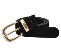 styleBREAKER Cinturón de Piel Auténtica 3cm | Cuero de Vaca Efecto Ante | Hebilla Oro Viejo Vintage | Cinturón para Vaqueros y Vestidos | Acortable, Nero, 85cm