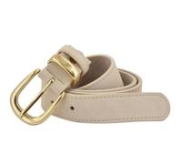 styleBREAKER Cinturón de Piel Auténtica 3cm | Cuero de Vaca Efecto Ante | Hebilla Oro Viejo Vintage | Cinturón para Vaqueros y Vestidos | Acortable, Beige, 100cm