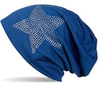 styleBREAKER Cuffia Beanie Classica Unisex con Applique di Strass e Stelle, Leggera 04024019, Colore:Blu Reale