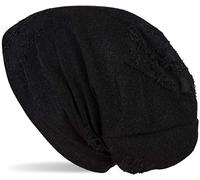styleBREAKER Cuffia Beanie con Una Superficie Testurizzata e consumata dall'aspetto Vintage Distrutto, Cuffia Long Beanie 04024165, Colore:Nero