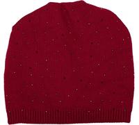 styleBREAKER cuffia beanie in maglia fine con strass, borchie, cielo stellato e pieghette, unisex 04024085, colore:Bordò-Rosso