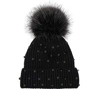 styleBREAKER Cuffia con Pompon Lavorato a Maglia da Donna con Perline e Fodera in Pile, Berretto con Pompon in Pelliccia Sintetica Invernale 04024155, Colore:Nero