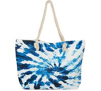 styleBREAKER Ladies XXL Borsa da spiaggia con stampa batik girevole, cerniera, borsa a tracolla, shopper 02012344, colore:Bianco-Blu