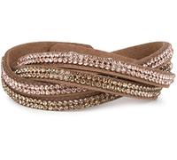 styleBREAKER Morbido Bracciale di Strass, Elegante Braccialetto con Pietre Strass, Bracciale avvolgibile, File 2x2, Donna 05040004, Colore:Marrone/Marrone Chiaro-Rosa