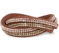 styleBREAKER Morbido Bracciale di Strass, Elegante Braccialetto con Pietre Strass, Bracciale avvolgibile, File 2x2, Donna 05040004, Colore:Rosso Bruno/Marrone Chiaro-Rosa