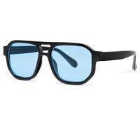 styleBREAKER Navigator Occhiali da sole Riciclati | Occhiali angolari Bold Frame, doppio ponte & UV400 | Plastica marina sostenibile | Con sacchetto di stoffa e panno per la pulizia, Struttura nero