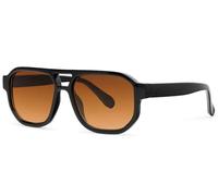 styleBREAKER Navigator Occhiali da sole Riciclati | Occhiali angolari Bold Frame, doppio ponte & UV400 | Plastica marina sostenibile | Con sacchetto di stoffa e panno per la pulizia, Struttura nero