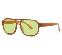 styleBREAKER Navigator Occhiali da sole Riciclati | Occhiali angolari Bold Frame, doppio ponte & UV400 | Plastica marina sostenibile | Con sacchetto di stoffa e panno per la pulizia, Struttura marrone