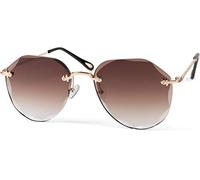 styleBREAKER Occhiali da sole da pilota da donna senza cornice con lenti colorate a forma di diamante, viti a rilievo, occhiali poligonali 09020106, colore:Montatura oro/vetro marrone sfumatura