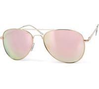 styleBREAKER Occhiali da sole unisex da aviatore Lenti in policarbonato, montatura in metallo con cerniera a molla 09020037, colore:Montatura Oro/Vetro Rosa munito di specchi