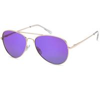 styleBREAKER Occhiali da sole unisex da aviatore Lenti in policarbonato, montatura in metallo con cerniera a molla 09020037, colore:Montatura Oro/Vetro Lilla munito di specchi