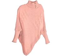 styleBREAKER Poncho da donna in maglia fine con motivo a treccie e maniche, collo a scialle 08010055, colore:Rosa antico
