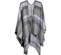 styleBREAKER Poncho Donna a Righe | Taglia Unica,Grigio-Bianco