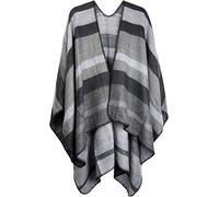 styleBREAKER Poncho Donna a Righe | Taglia Unica,Nero-Grigio
