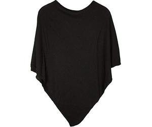 styleBREAKER Poncho donna asimmetrico in maglia fine girocollo,Nero