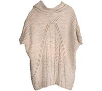 styleBREAKER Poncho Donna in Maglia a trecce con Collo a Scialle,Beige
