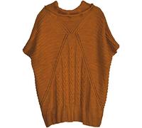 styleBREAKER Poncho Donna in Maglia a trecce con Collo a Scialle,Curry