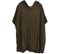 styleBREAKER Poncho donna in maglia a trecce con collo a scialle,Oliva