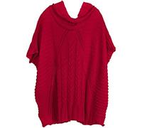 styleBREAKER Poncho Donna in Maglia a trecce con Collo a Scialle,Rosso