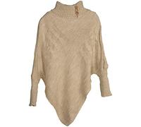 styleBREAKER Poncho donna in maglia a trecce maniche lunghe invernale,Beige