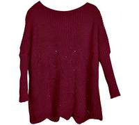 styleBREAKER Poncho Oversize in Maglia Traforata da Donna,bordò-Viola