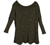 styleBREAKER Poncho Oversize in Maglia Traforata da Donna,Oliva