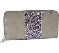 styleBREAKER Portafoglio donna a righe con paillettes 19x9,Grigio-Antracite