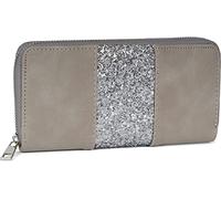 styleBREAKER Portafoglio donna a righe con paillettes 19x9,Grigio-Argento