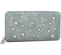 styleBREAKER Portafoglio donna con perle e zip,Blu chiaro