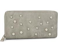 styleBREAKER Portafoglio donna con perle e zip,Grigio chiaro