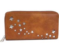 styleBREAKER Portafoglio donna con stelle traforate,Cognac