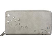 styleBREAKER Portafoglio donna con stelle traforate,Grigio chiaro