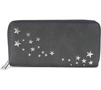 styleBREAKER Portafoglio donna con stelle traforate,Grigio scuro