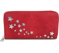styleBREAKER Portafoglio donna con stelle traforate,Rosso