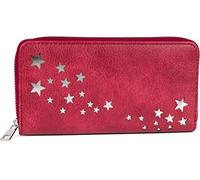 styleBREAKER Portafoglio donna con stelle traforate,Vino rosso