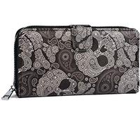 styleBREAKER Portafoglio Donna Teschio Stampa Paisley,Nero-Bianco