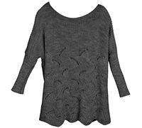 styleBREAKER Pullover a Maglia Oversize da Donna con Modello Openwork e Maniche Lunghe, Taglio a U, Poncho, Taglia Unica 08010066, Colore:Grigio
