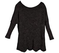 styleBREAKER Pullover a Maglia Oversize da Donna con Modello Openwork e Maniche Lunghe, Taglio a U, Poncho, Taglia Unica 08010066, Colore:Nero