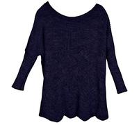 styleBREAKER Pullover a Maglia Oversize da Donna con Modello Openwork e Maniche Lunghe, Taglio a U, Poncho, Taglia Unica 08010066, Colore:Blu Scuro