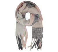 styleBREAKER Sciarpa a maglia da donna con motivo a quadri colorati e lunghe frange spesse, caldo inverno, stola 01017138