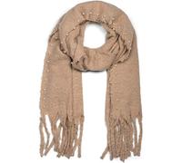 styleBREAKER Sciarpa a rete da donna tinta unita con applicazioni di perline e lunghe frange grosse, strass, sciarpa invernale, stola, foulard 01017123, colore:Marrone chiaro