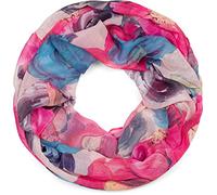 styleBREAKER Sciarpa ad anello da donna con motivo floreale,Rosa-rosa-blu