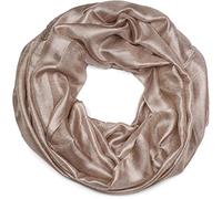 styleBREAKER Sciarpa ad anello da donna leggera e setosa con glitter in tinta unita, sciarpa a tubo, scialle 01016214, colore:Cachi