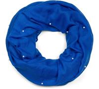 styleBREAKER Sciarpa ad anello donna in misto cotone con perle,Blu reale