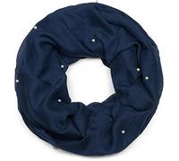 styleBREAKER Sciarpa ad anello donna in misto cotone con perle,Blu scuro