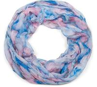 styleBREAKER Sciarpa ad anello donna motivo piume stile boho,Blu-Rosé