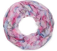 styleBREAKER Sciarpa ad anello donna motivo piume stile boho,Pink-Blu