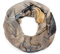 styleBREAKER Sciarpa ad anello donna stampa cervo geometrica,Beige-Blu